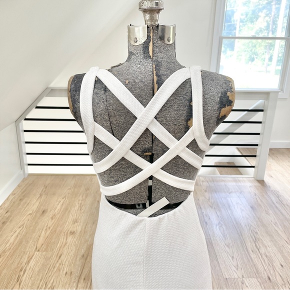 NWT Small White sparkly mermaid bodycon backless prom formal black tie gown - Picture 6 of 8